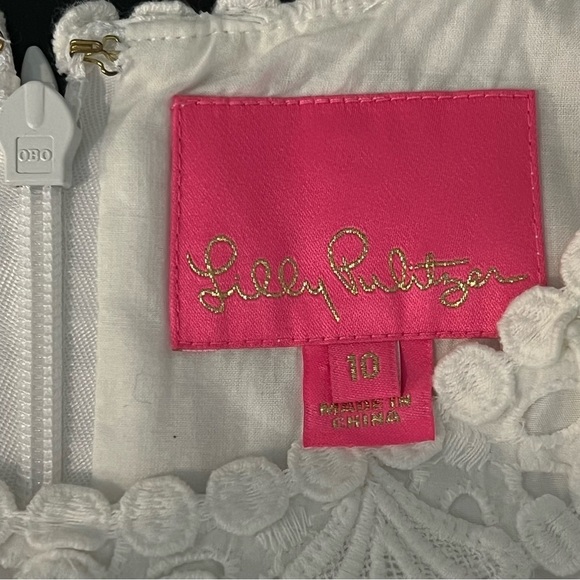 Lilly Pulitzer Melani eyelet Shift Dress 100% Cotton fully lined white Size 10 - Picture 3 of 15